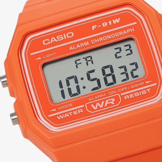 Casio Retro Orange Resin Strap Watch - F91-WC - 4A2EF