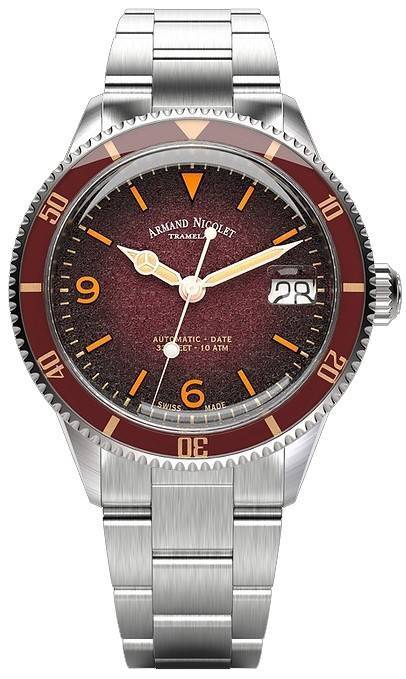 Armand Nicolet Tramelan VS1 Burgundy Dial Automatic A500AXAA-XS-BMA500A 100M Stainless Steel Men's Watch