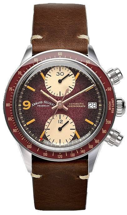 Armand Nicolet Tramelan VS1 GMT Chronograph Burgundy Dial Automatic A510AXAA-XS-BP19500MAC 100M Men's Watch