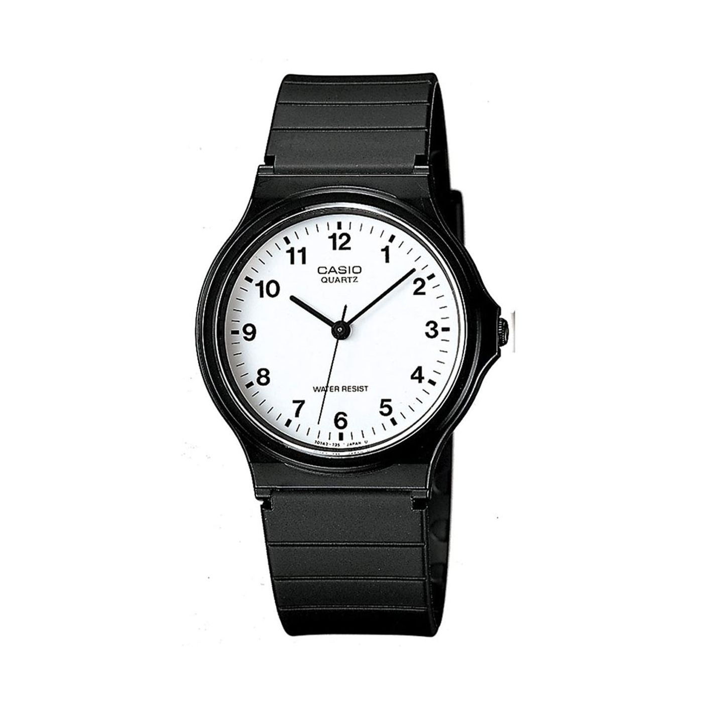 Casio Unisex Analogue White Dial Black Resin Strap Watch - MQ-24-7BLL