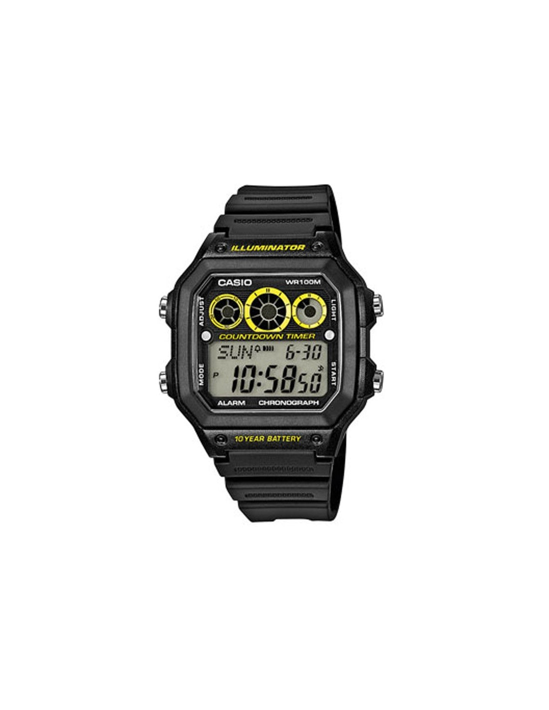 Casio Men's World Timer Illuminator Black Resin Strap Watch -  AE-1300WH-1AVEF