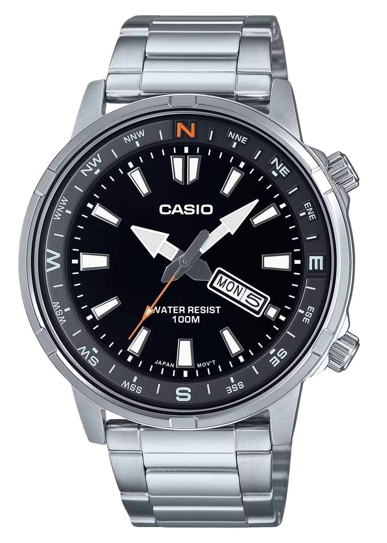 Casio Standard Analog Stainless Steel Black Dial Quartz MTD-130D-1A4V 100M Men's Watch